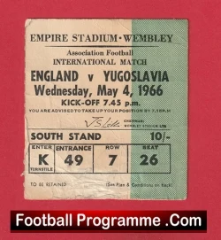 England v Yugoslavia 1966 - Football Ticket - football memorabilia