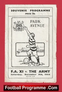 FA v The Army X1 1944 - Matt Busby Bradford Park Avenue BPA - football programme