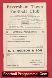 Faversham Town v Sheppy United 1960