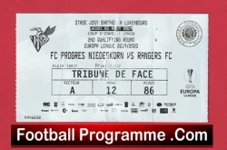 FC Progres Niederkorn v Glasgow Rangers 2019 - Football Ticket Europa - football memorabilia