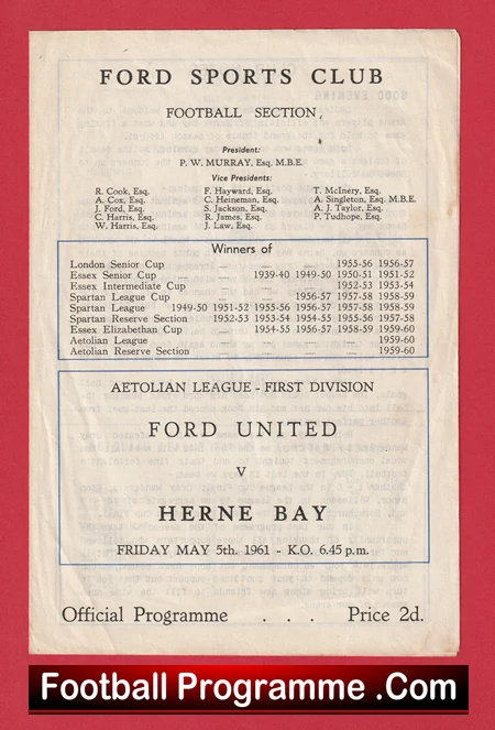 Ford Sports v Herne Bay 1961 - Aetolian League - Image 2