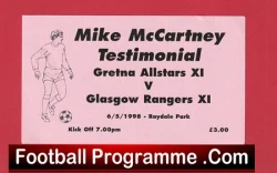 Gretna All Stars v Glasgow Rangers 1998 - Football Ticket - football memorabilia