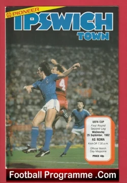 Ipswich Town v Roma 1982 - UEFA Cup - Italian Team - football programme