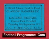 Lochore Welfare v Glasgow Rangers 1990s – Football Ticket