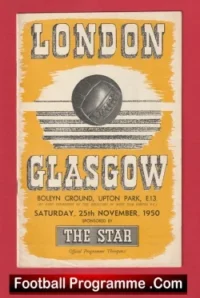 London Boys v Glasgow Boys 1950 – at West Ham