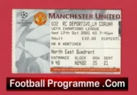 Manchester United v Deportivo La Coruna 2001 – Football Ticket