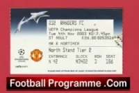 Manchester United v Glasgow Rangers 2003 – Match Ticket