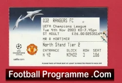 Manchester United v Glasgow Rangers 2003 - Match Ticket - football memorabilia