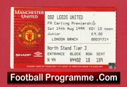 Manchester United v Leeds United 1999 - Football Ticket - football memorabilia