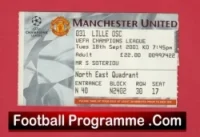 Manchester United v Lille 2001 – Football Ticket