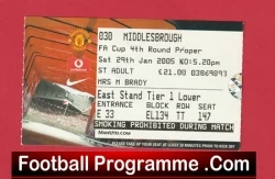Manchester United v Middlesbrough 2005 - FA Cup Match Ticket - football memorabilia