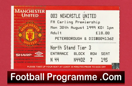 Manchester United v Newcastle United 1999 - Match Ticket - Image 2