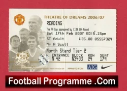Manchester United v Reading 2007 - Match Ticket - football memorabilia