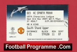 Manchester United v Sparta Prague 2004 - Football Ticket - football memorabilia