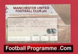 Manchester United v Sunderland 1996 - Match Ticket FA Cup - football memorabilia