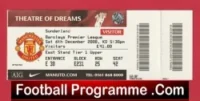 Manchester United v Sunderland 2008 – Match Ticket