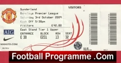 Manchester United v Sunderland 2009 - Match Ticket Man Utd - football memorabilia