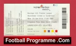 Manchester United v Sunderland 2016 - Football Ticket U21 - football memorabilia
