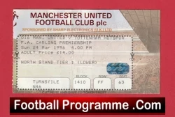 Manchester United v Tottenham 1996 - Football Ticket - football memorabilia
