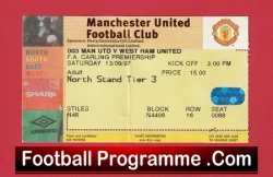 Manchester United v West Ham United 1997 - Match Ticket - football memorabilia