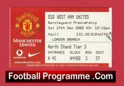 Manchester United v West Ham United 2002 - Match Ticket - football memorabilia