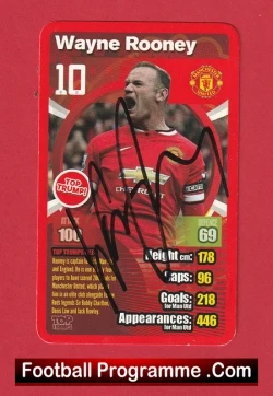 Manchester United Wayne Rooney Autograph Signed Football Card - football programme