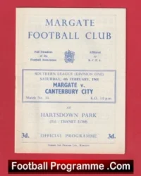 Margate v Canterbury City 1961 – Southern League