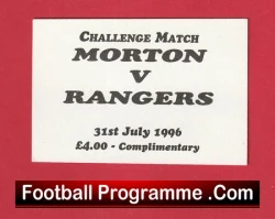 Morton v Glasgow Rangers 1996 - Football Ticket - football memorabilia