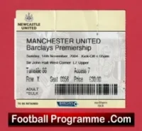 Newcastle United v Manchester United 2004 – Football Ticket