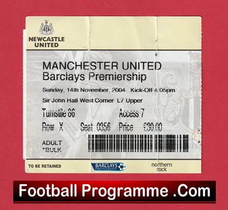 Newcastle United v Manchester United 2004 - Football Ticket - Image 2