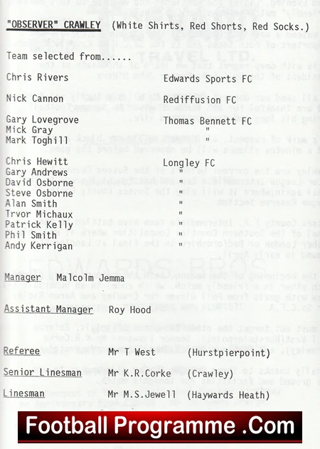 Observer Crawley v Sussex County 1992 - Three Bridges Ground - Image 2