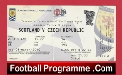 Scotland v Czech Republic 2010 - Football Ticket - football memorabilia