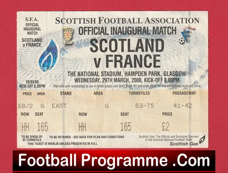 Scotland v France 2000 - Football Ticket - Image 2