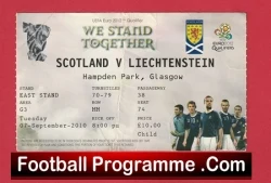Scotland v Liechtenstein 2010 - Football Ticket - football memorabilia
