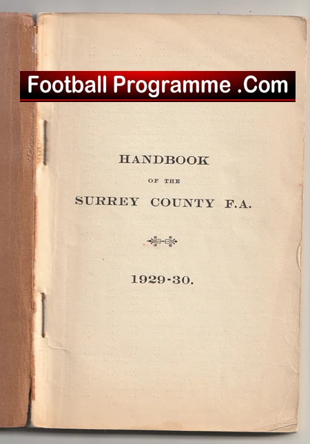 Surrey County Football Association Official Handbook 1929 - 1930 - Image 2
