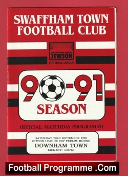 Swaffham Town v Downham Town 1990 - football programme