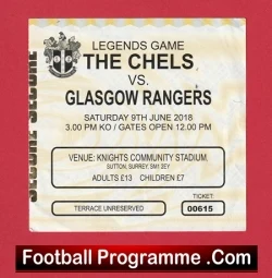 The Chels v Glasgow Rangers 2018 - Football Ticket - football memorabilia