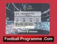 Werder Bremen v Glasgow Rangers 1990s – Football Ticket
