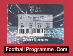 Werder Bremen v Glasgow Rangers 1990s - Football Ticket - football memorabilia