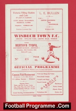 Wisbech v Merthyr Tydfil 1965 - football programme