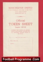 Manchester United Token Sheet 1957 1958 Season