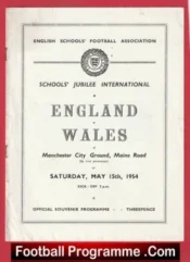 England v Wales 1954 – Schoolboys Game Maine Road Man City