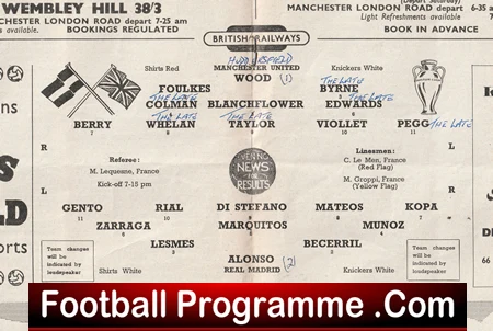 Manchester United v Real Madrid 1957 Man Utd Multi Signed Busby Babes - Image 3