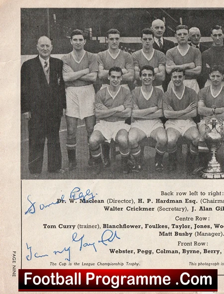 Manchester United v Real Madrid 1957 Man Utd Multi Signed Busby Babes - Image 5