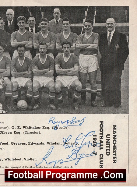 Manchester United v Real Madrid 1957 Man Utd Multi Signed Busby Babes - Image 6