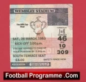 Manchester United v Liverpool 1983 – League Cup Final Ticket