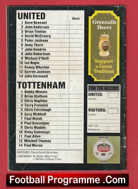 Newcastle United v Tottenham 1988 - Gazza Debut Match Spurs - Image 2