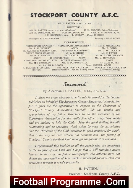 Stockport County Football Club Official Handbook 1955 - 1956 - Image 2