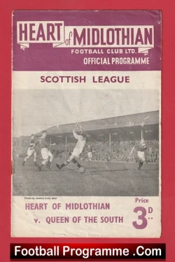 Heart Of Midlothian v Queen Of The South 1953 - football programme