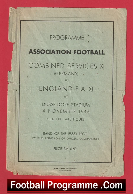 England FA v Combined Services 1945 - Dusseldorf Stadium Germany - Image 2